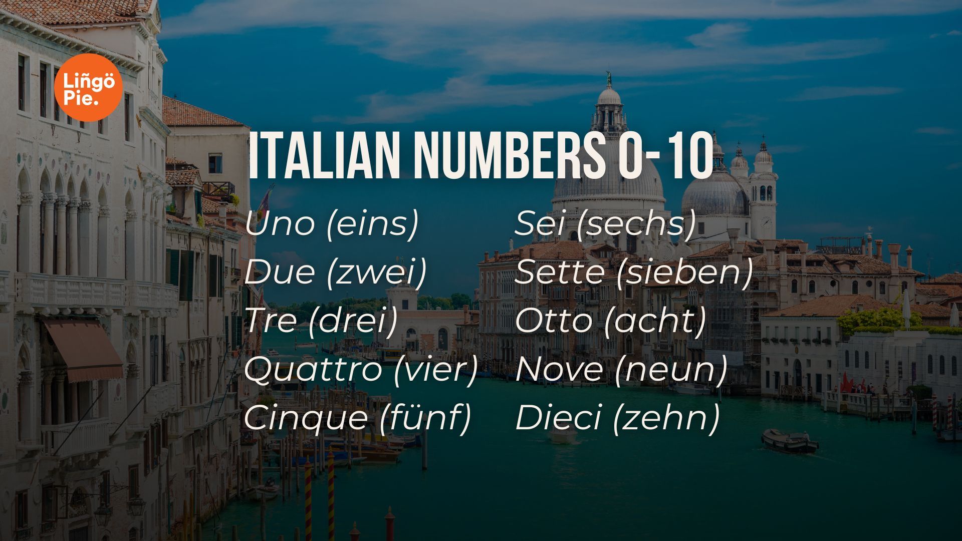 Zahlen auf Italienisch 0 to 10