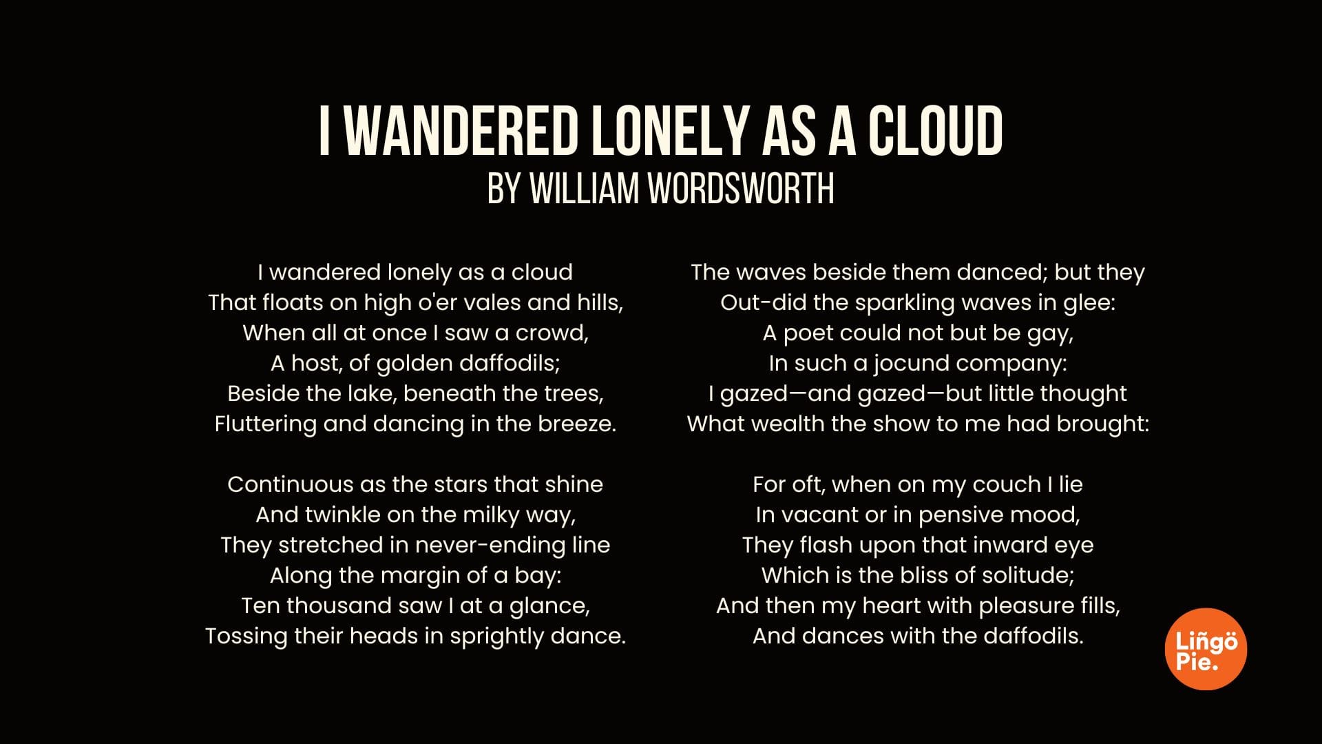 I Wandered Lonely as a Cloud